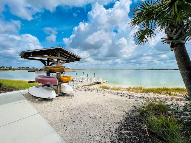 property view of water with a boat dock