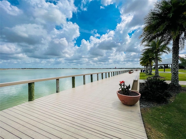 dock area featuring a water view