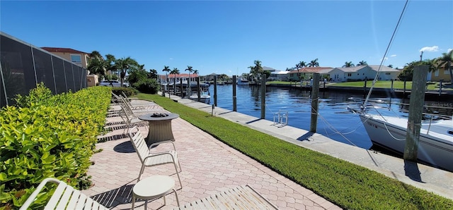 view of dock featuring a water view