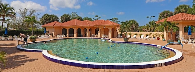 view of pool with a gazebo