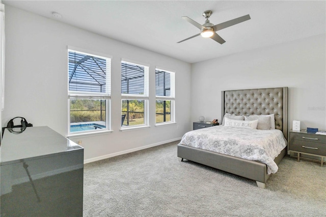 bedroom featuring carpet flooring and ceiling fan