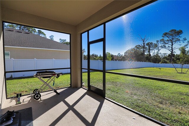 view of unfurnished sunroom