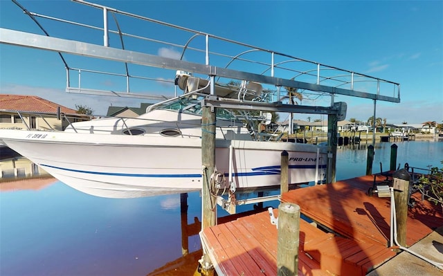 dock area featuring a water view