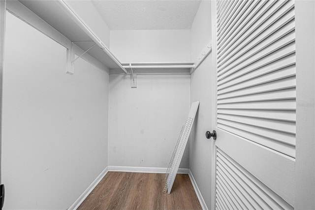 walk in closet featuring dark hardwood / wood-style flooring