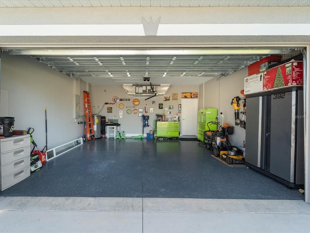 garage with gas water heater