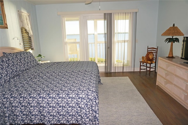 bedroom featuring dark hardwood / wood-style floors