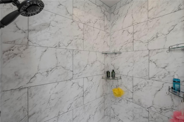 interior details featuring tiled shower