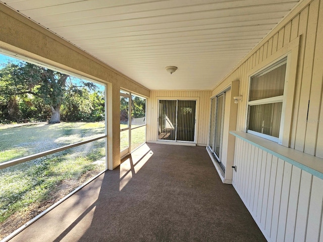 view of unfurnished sunroom