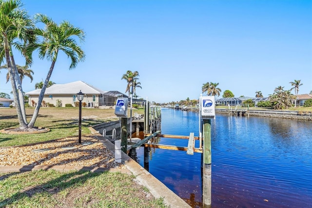 view of dock featuring a water view