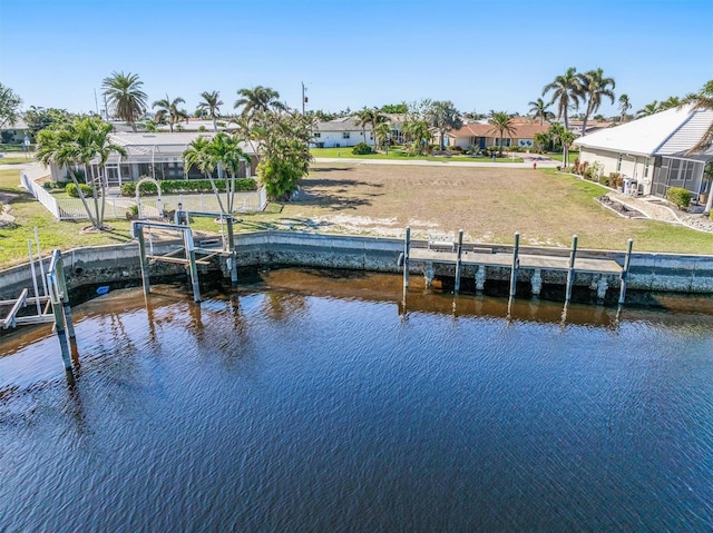 view of dock featuring a water view