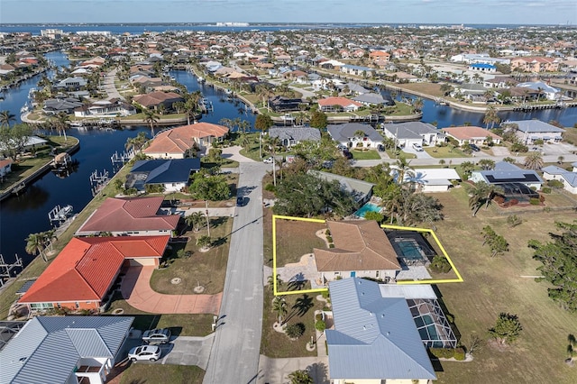 bird's eye view featuring a water view