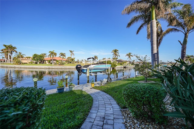 view of dock featuring a water view