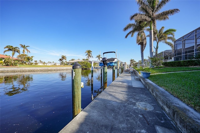 dock area featuring a water view