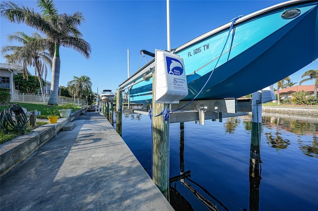 dock area featuring a water view