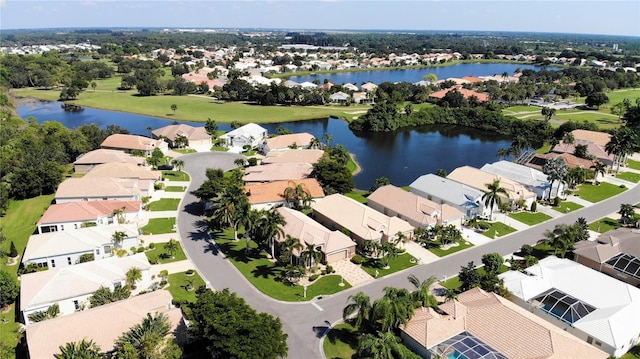 bird's eye view featuring a water view