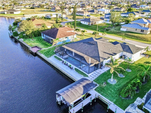 bird's eye view featuring a water view