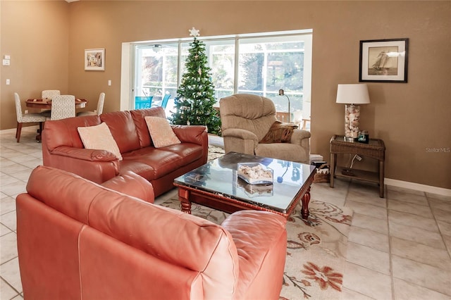 view of tiled living room