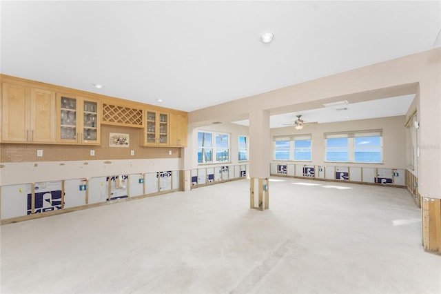 living room with ceiling fan