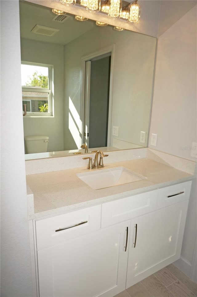 bathroom with vanity and toilet