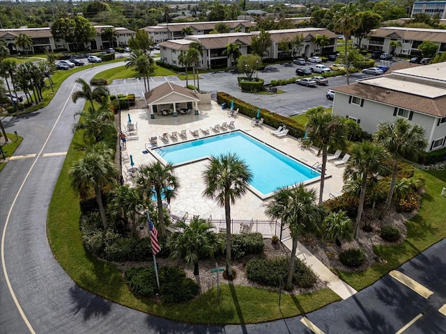 view of swimming pool with a patio