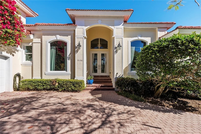 property entrance with french doors