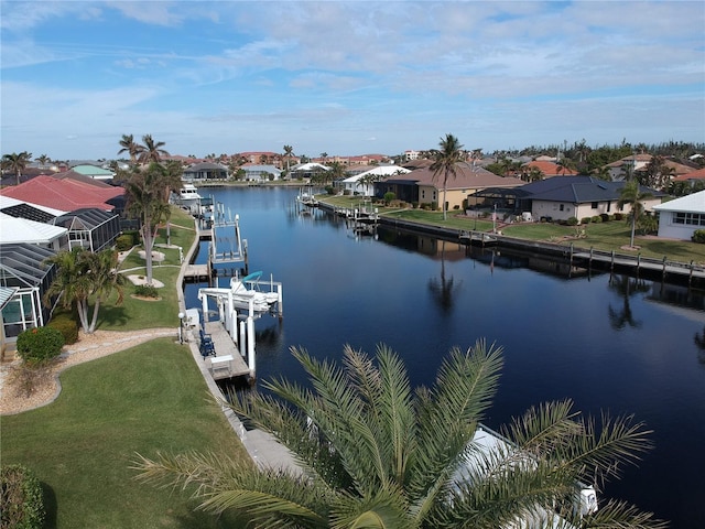 water view with a boat dock