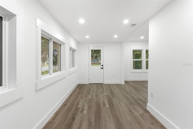 foyer entrance with wood-type flooring