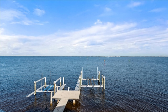 view of dock featuring a water view