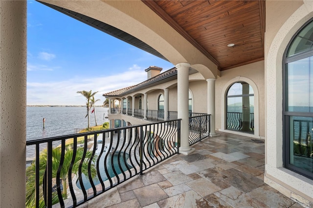 balcony with a water view