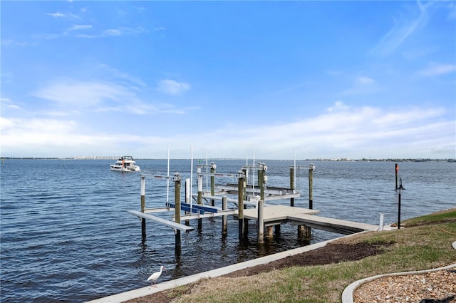 view of dock featuring a water view