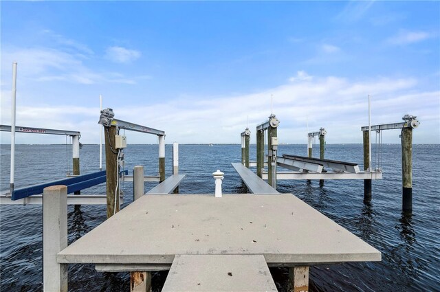 view of dock featuring a water view