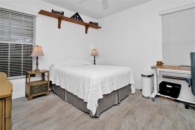 bedroom featuring ceiling fan