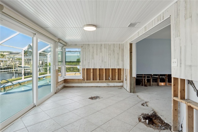 view of unfurnished sunroom