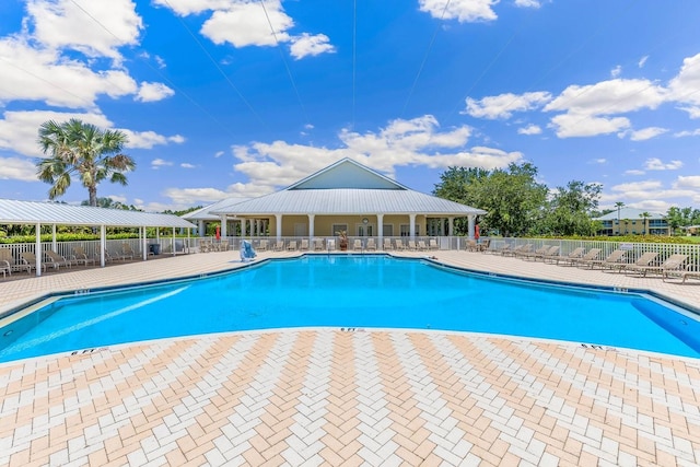 view of pool featuring a patio