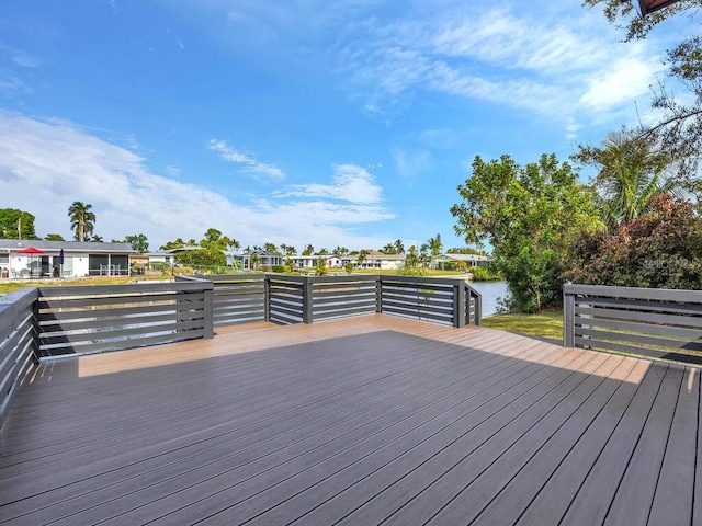 deck with a water view