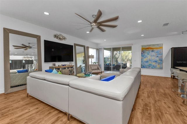 living room featuring light hardwood / wood-style floors