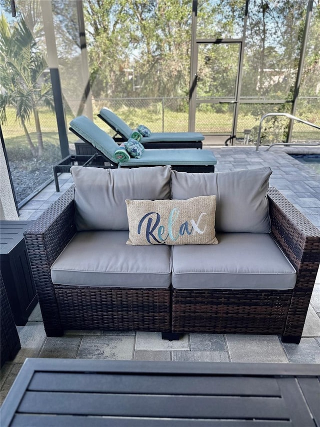 deck featuring a patio and an outdoor living space