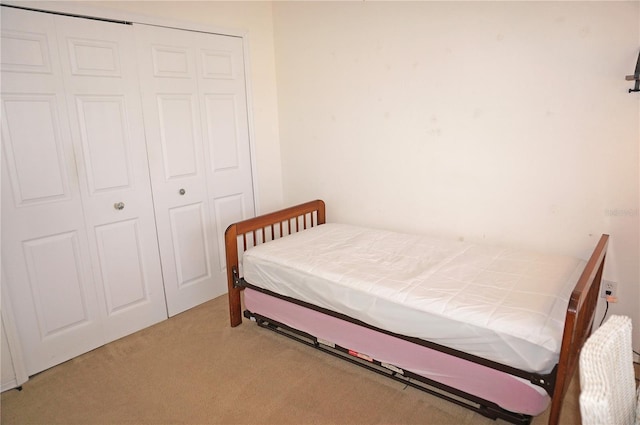 bedroom featuring carpet floors and a closet