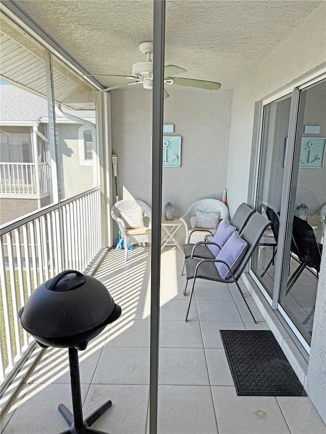 balcony with ceiling fan