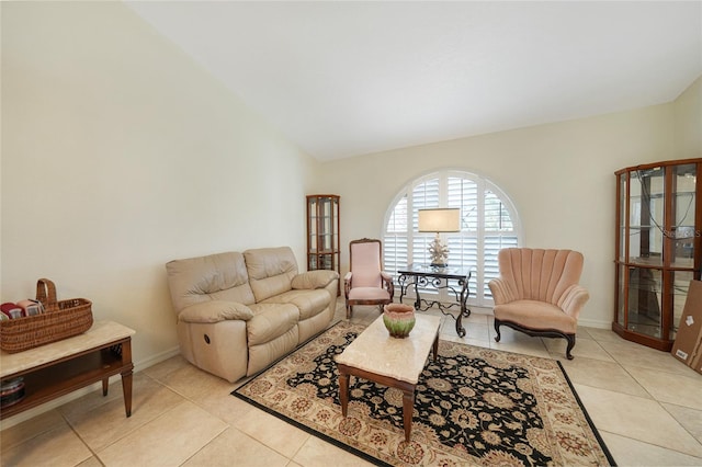 tiled living room with french doors