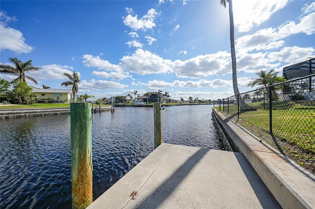 view of dock featuring a water view