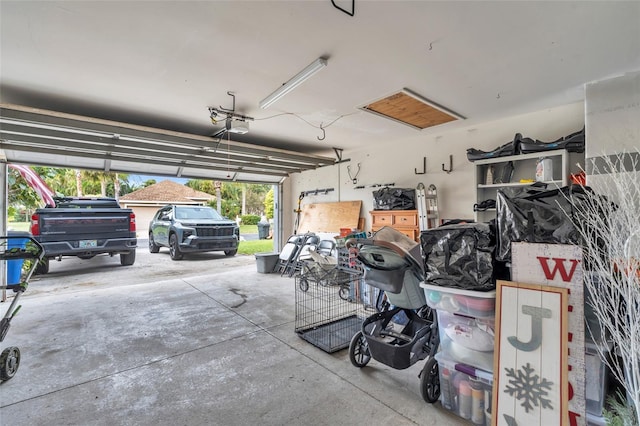 garage with a garage door opener