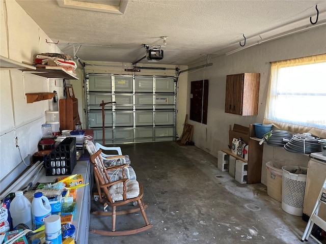 garage with a garage door opener