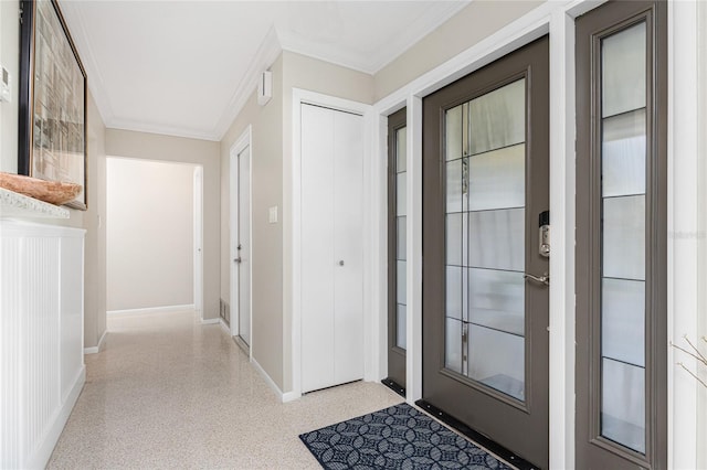 interior space with ornamental molding