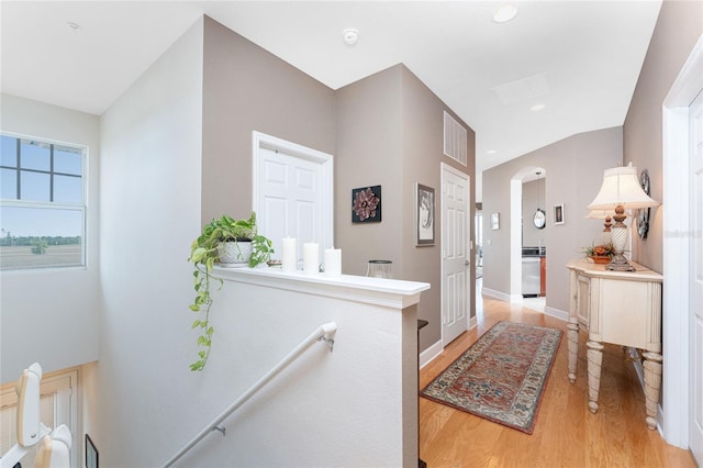 corridor featuring light hardwood / wood-style flooring