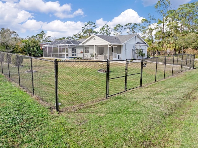 view of yard featuring a lanai