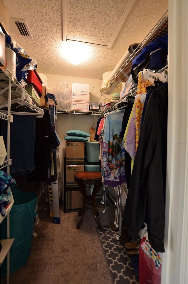 walk in closet featuring carpet