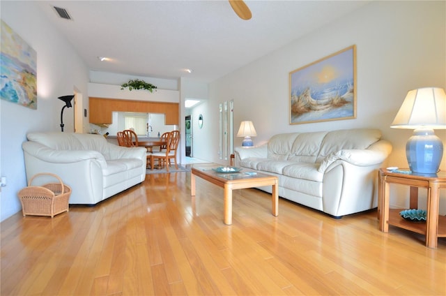 living room with light wood-type flooring