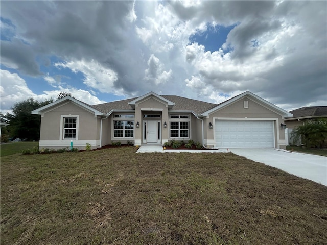 507 San Ambrosio St, Punta Gorda, FL 33983 - ranch-style home featuring stucco siding, concrete driveway, a garage, and a front yard