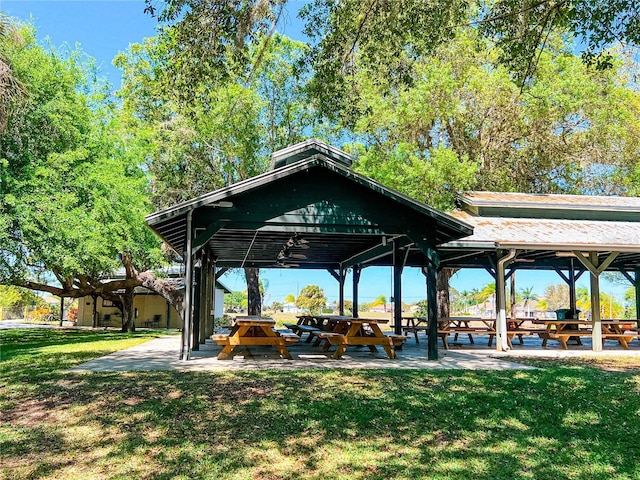 view of property's community with a gazebo and a lawn